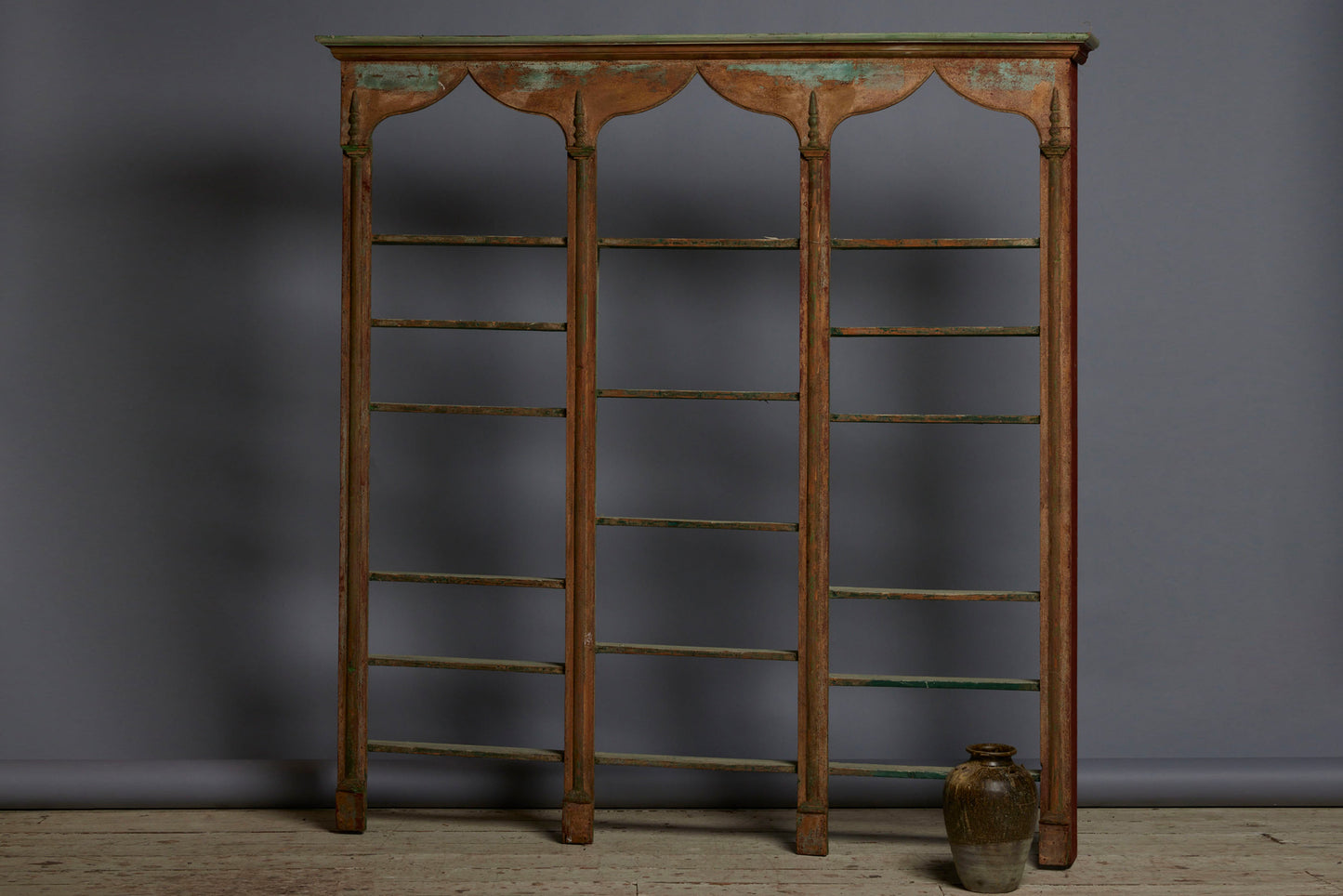 18th Century Italian Open Shelf Hanging Wall Cabinet with Moorish-Shaped Arches
