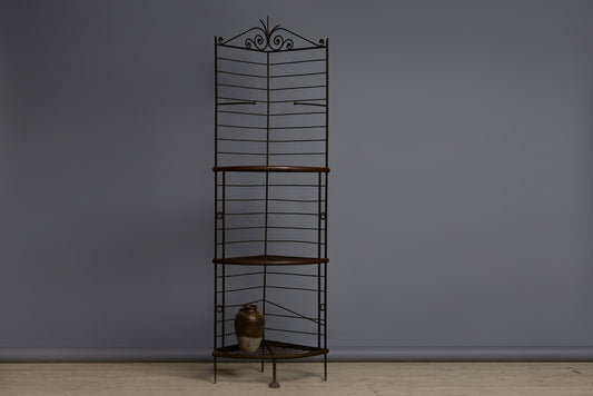Turn of the 20th Century French Corner Bakers Rack with Four Shelves