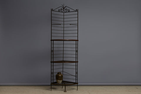 Turn of the 20th Century French Corner Bakers Rack with Four Shelves