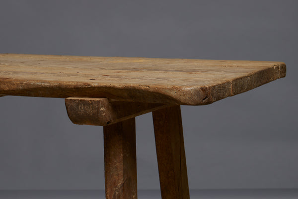 18th Century Spanish Pine Server Table with Stretcher Base