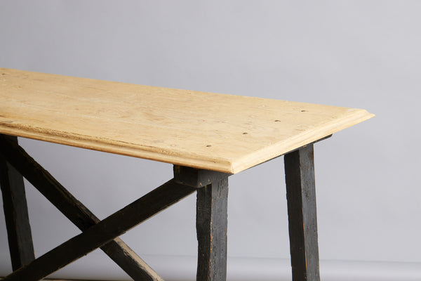 Spanish Scrub Top Table with A Black Cross "X" Base