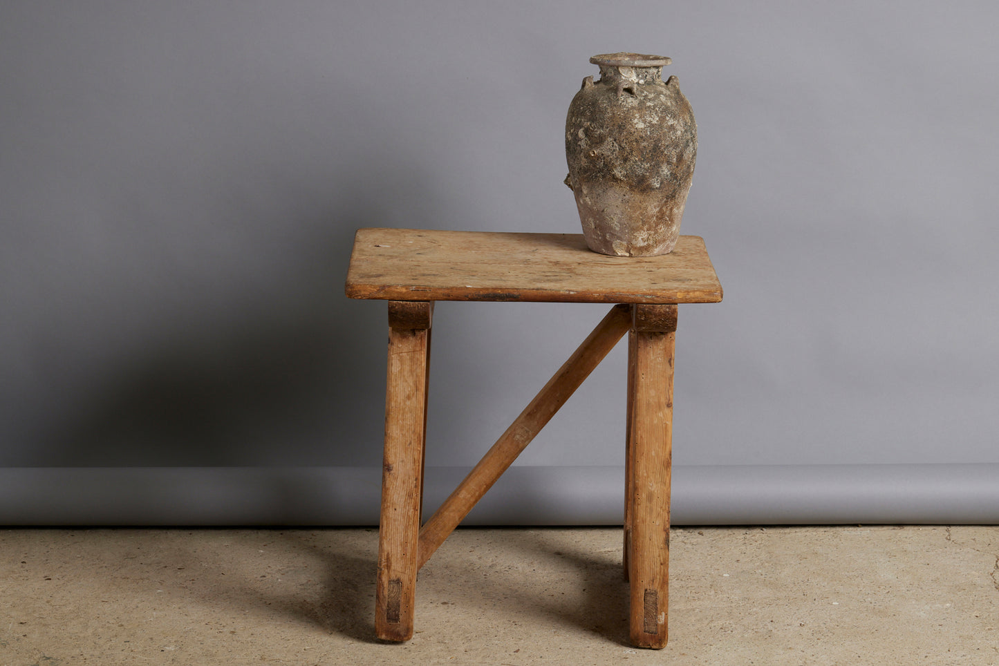 Small 19th Century Primitive Spanish Pine Side Stool