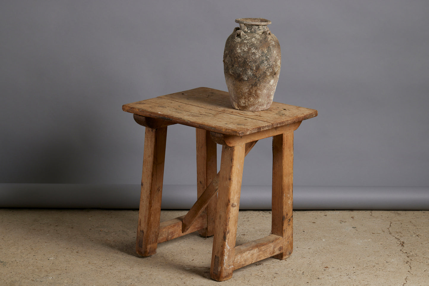 Small 19th Century Primitive Spanish Pine Side Stool