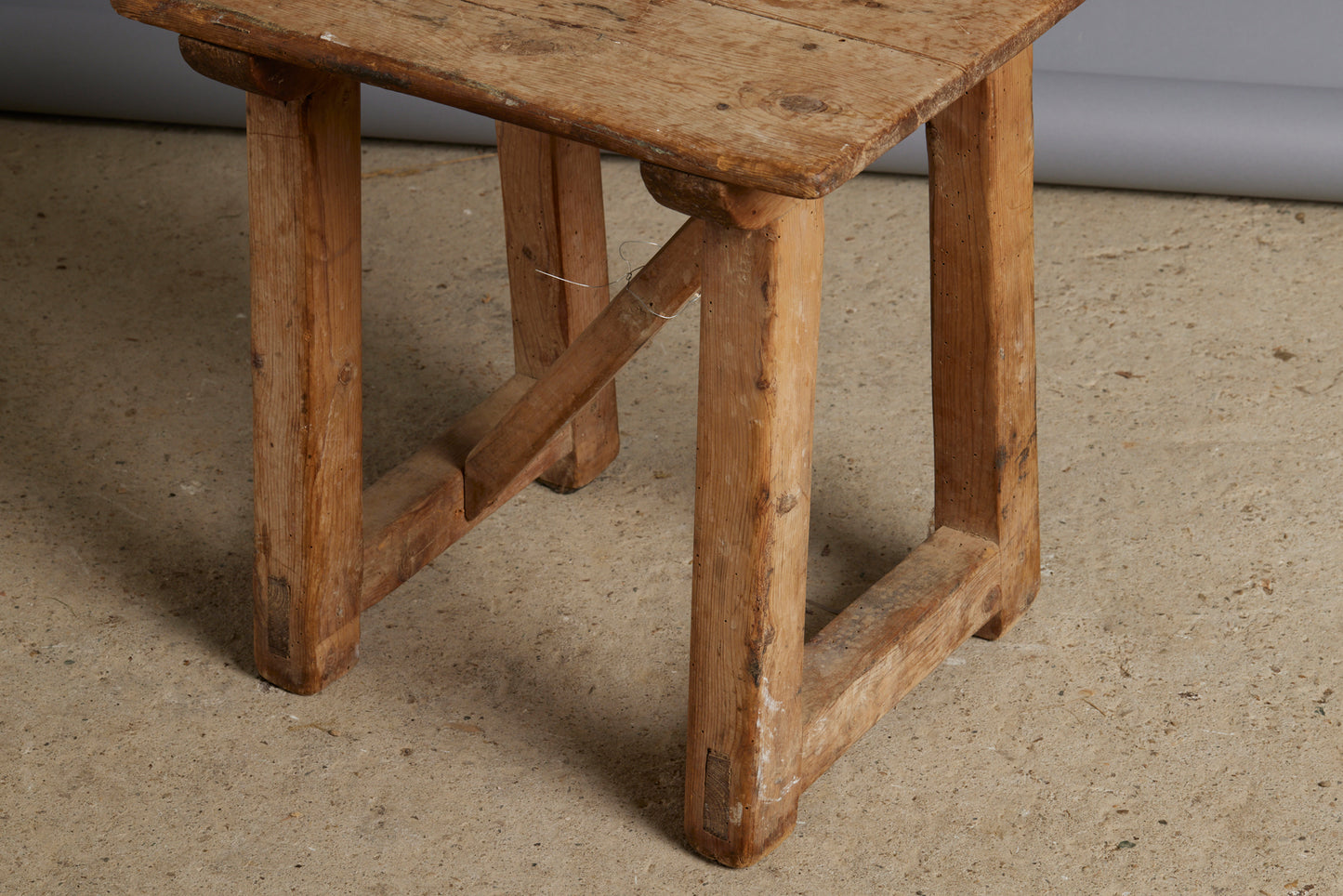 Small 19th Century Primitive Spanish Pine Side Stool