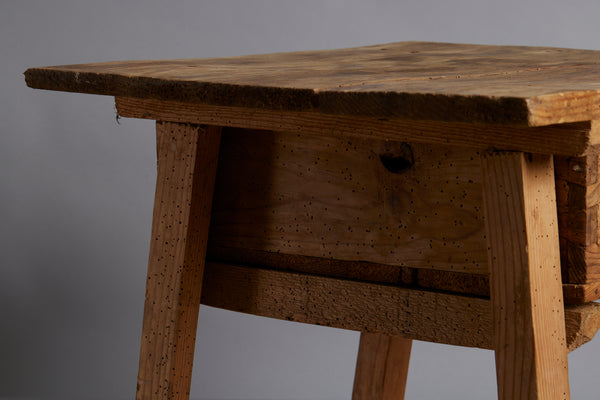 19th Centuy Spanish Pine Side Table with Dovetailed Drawer