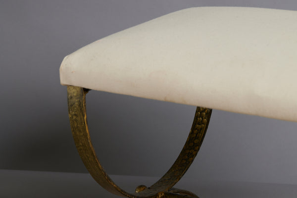 1940's Spanish Gilt Iron Base, Upholstered Top Bench