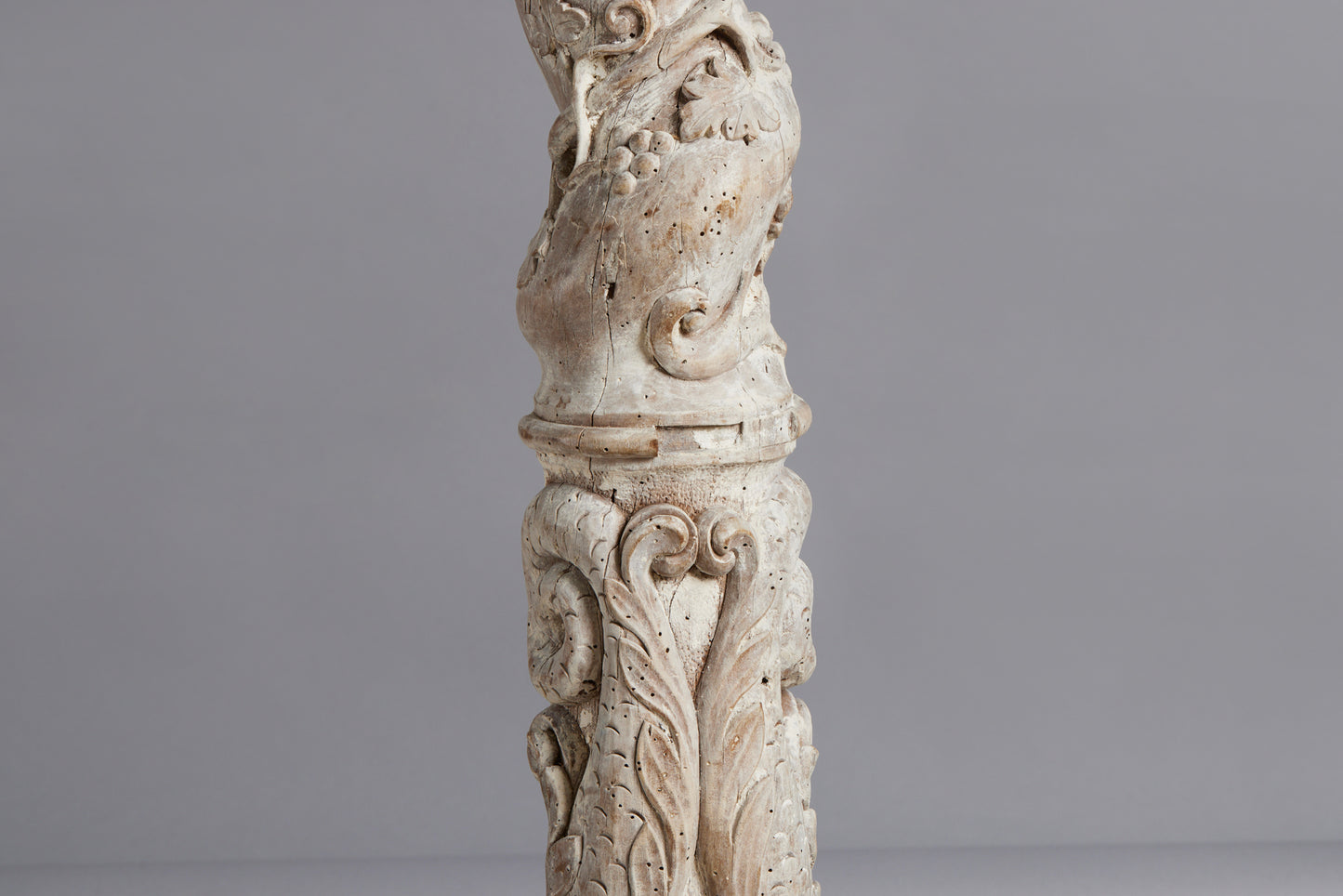 17th Century French Baluster Column with Grapevine & Dolphin Motif