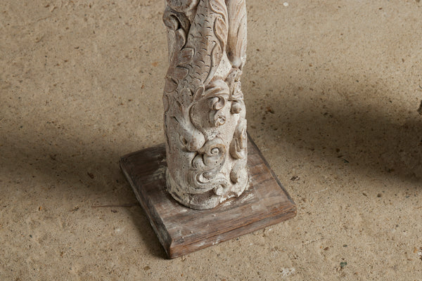 17th Century French Baluster Column with Grapevine & Dolphin Motif