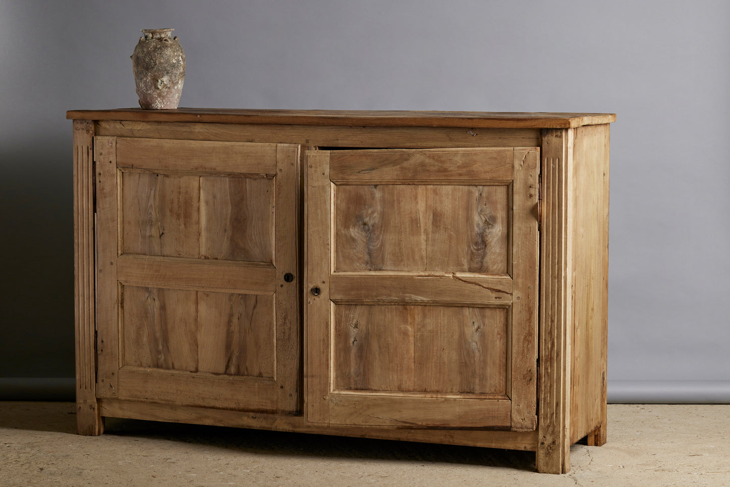 Late 18th Century Walnut Two Door Cabinet with Simple Reeded Pilaster Corners
