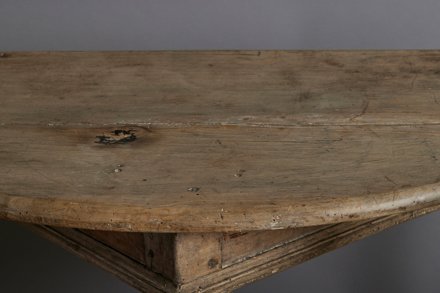 Pair of 19th Century French Demilune Painted Oak Console Tables