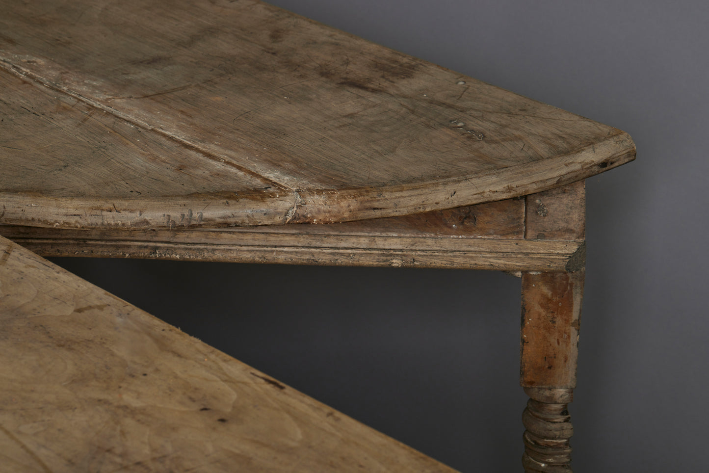 Pair of 19th Century French Demilune Painted Oak Console Tables