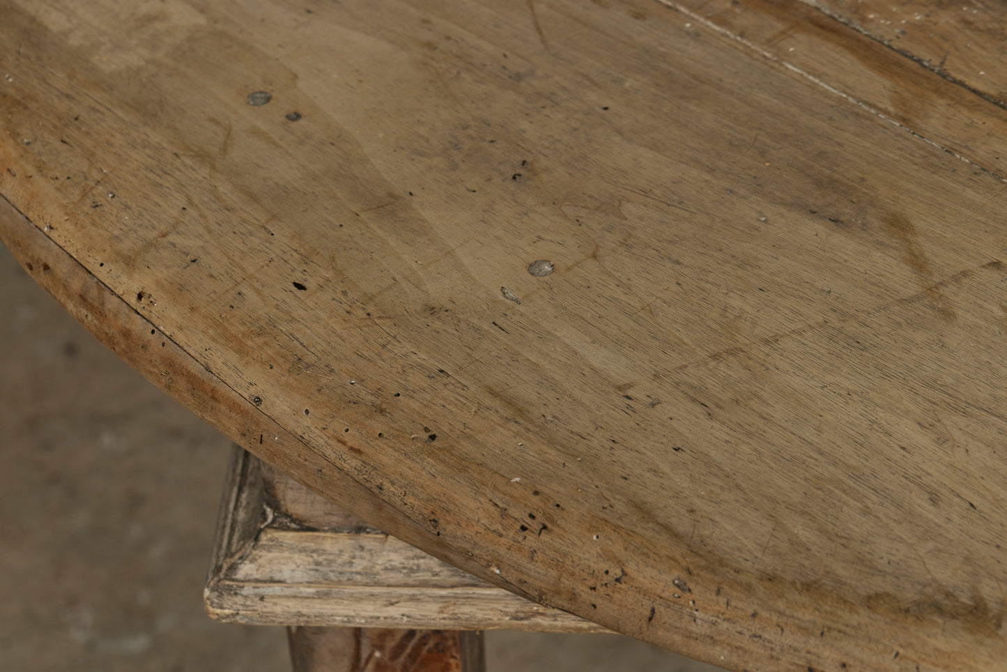 Pair of 19th Century French Demilune Painted Oak Console Tables