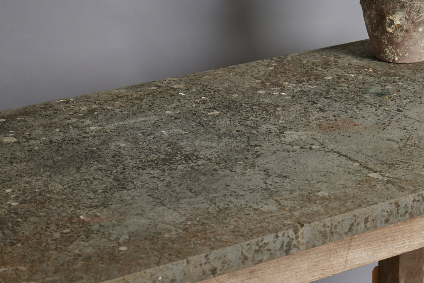 19th Century Potter's Table with an Oak Base & Stone Top with Beautiful Patina