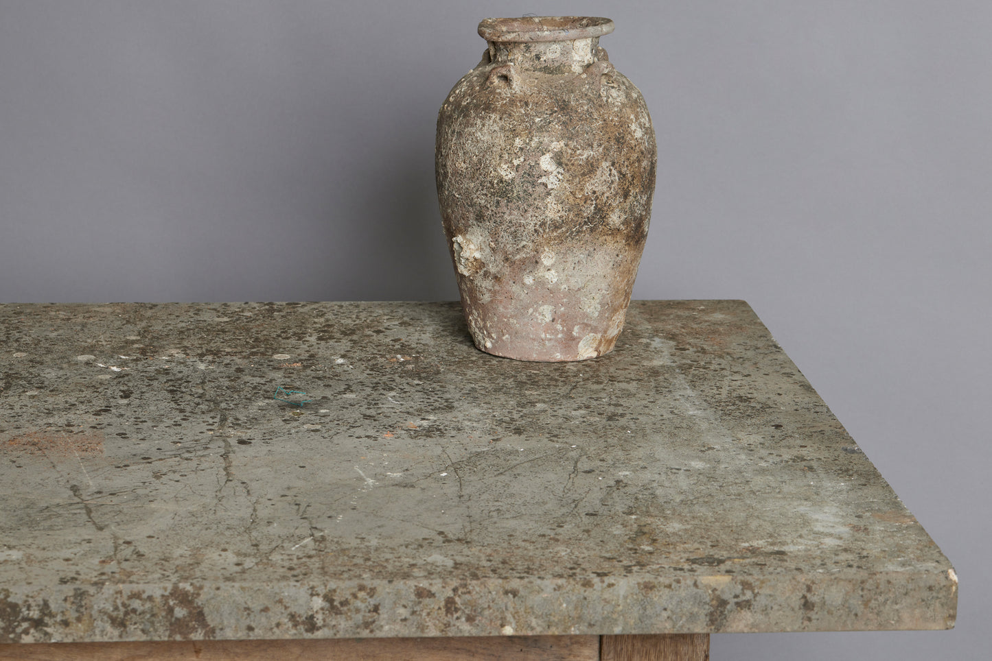 19th Century Potter's Table with an Oak Base & Stone Top with Beautiful Patina