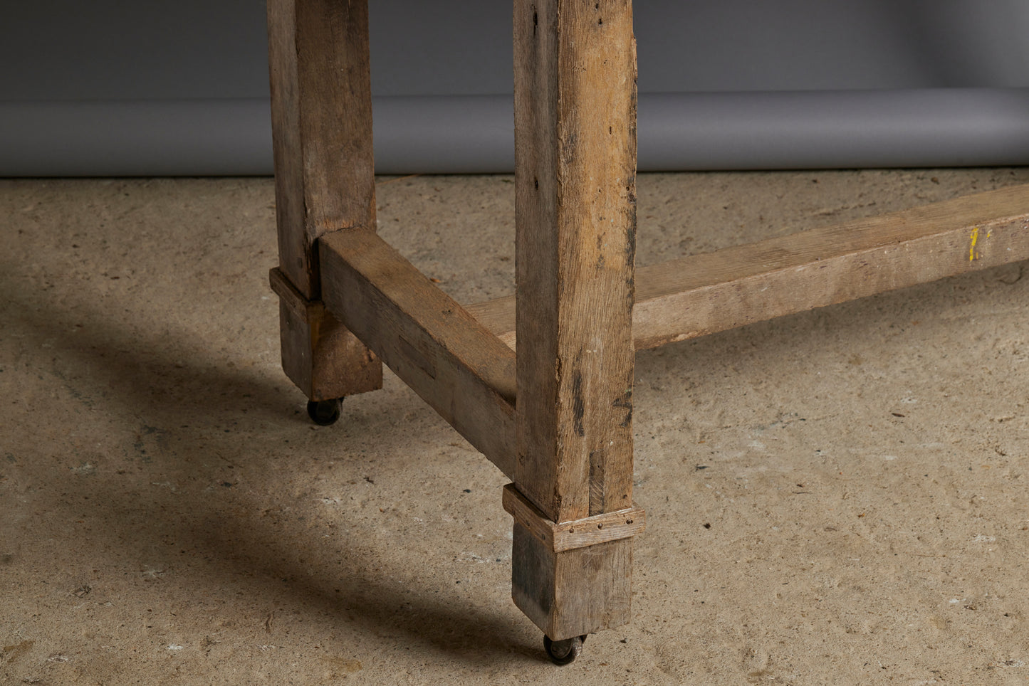 19th Century Potter's Table with an Oak Base & Stone Top with Beautiful Patina