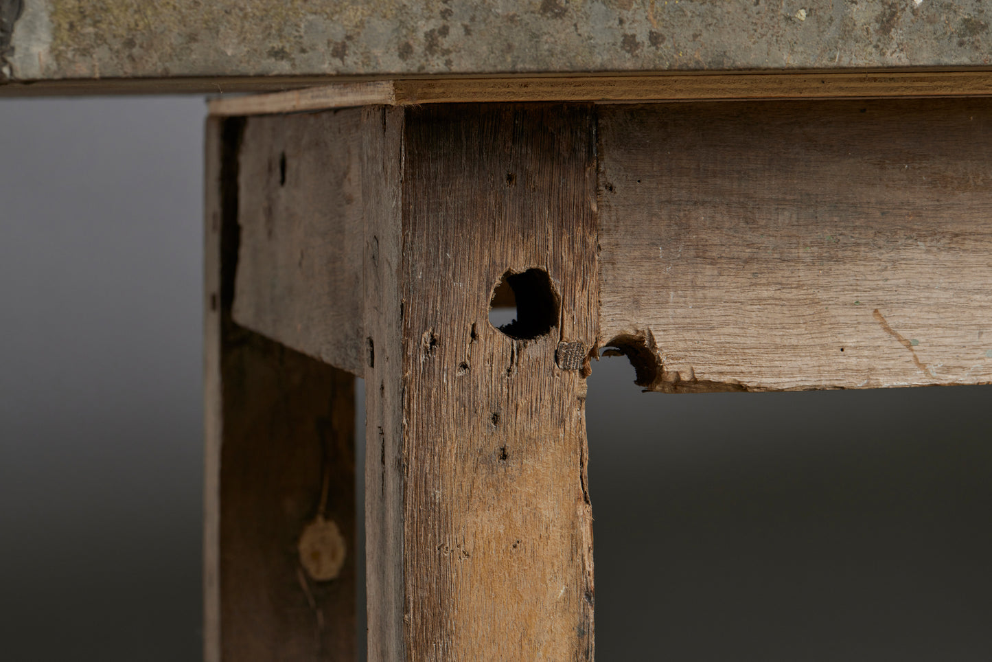 19th Century Potter's Table with an Oak Base & Stone Top with Beautiful Patina