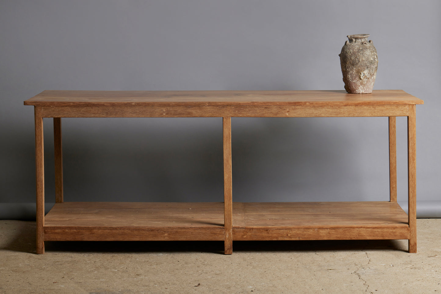 White Teak Counter with a Lower Shelf for Display from Jakarta with Beautiful Butterfly Repairs