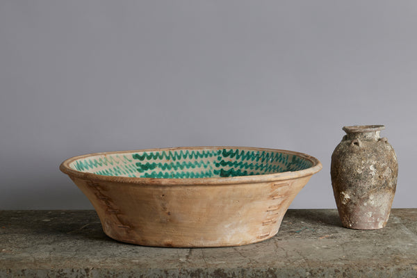 Large Antique Spanish Lebrillo de Fajalauza Bowl from the 19th Century