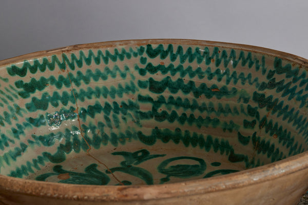 Large Antique Spanish Lebrillo de Fajalauza Bowl from the 19th Century