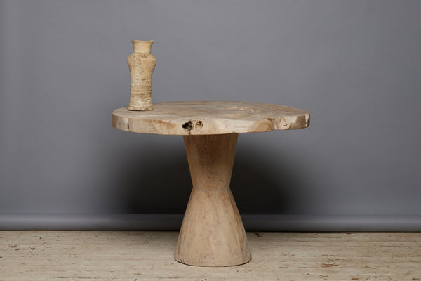 Primitive Single Board Top Round Table from Java