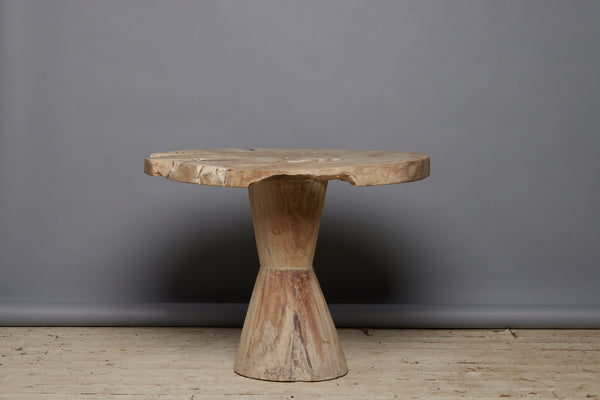 Primitive Single Board Top Round Table from Java