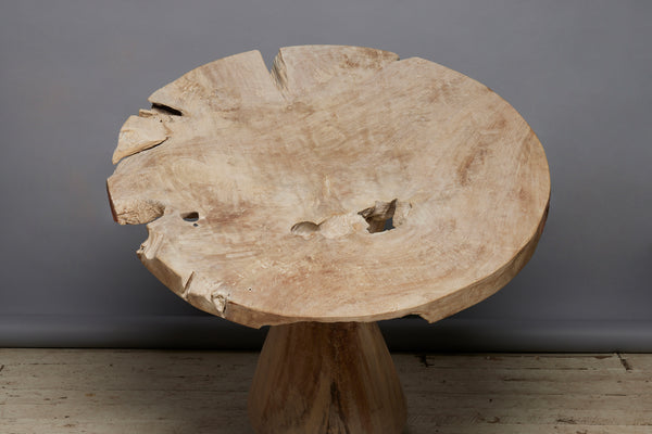 Primitive Single Board Top Round Table from Java