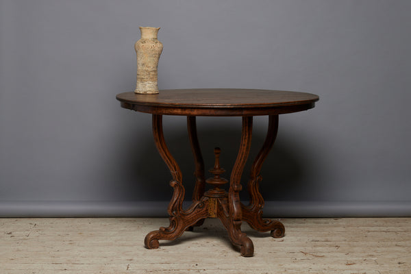 Mid 19th Century Victorian Center Table from Sumatra with a Single Board Top