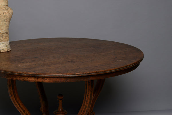 Mid 19th Century Victorian Center Table from Sumatra with a Single Board Top