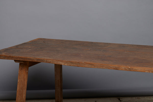 Thick Top Sumatran Dining Table with Stretcher Base