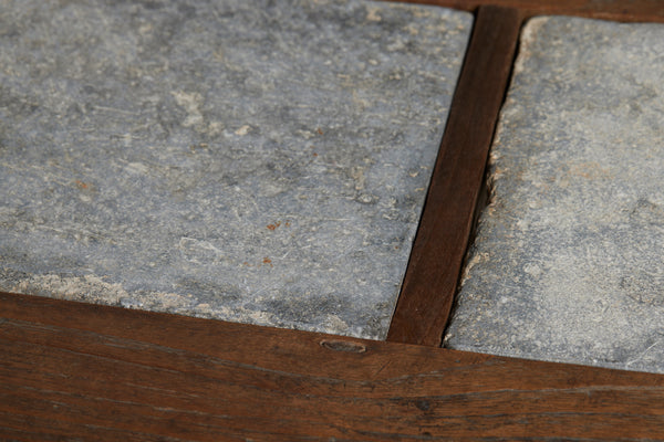 Javanese Teak Console Table with Old Belgian Bluestone Top