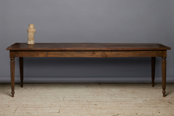 19th Century Long Teak Raffles Table with Reeded Legs