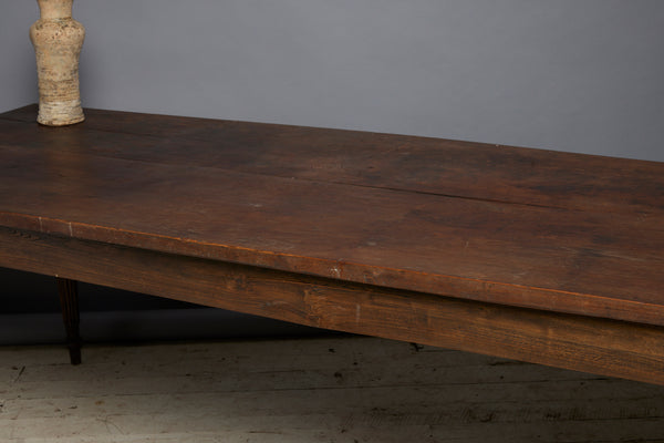 19th Century Long Teak Raffles Table with Reeded Legs