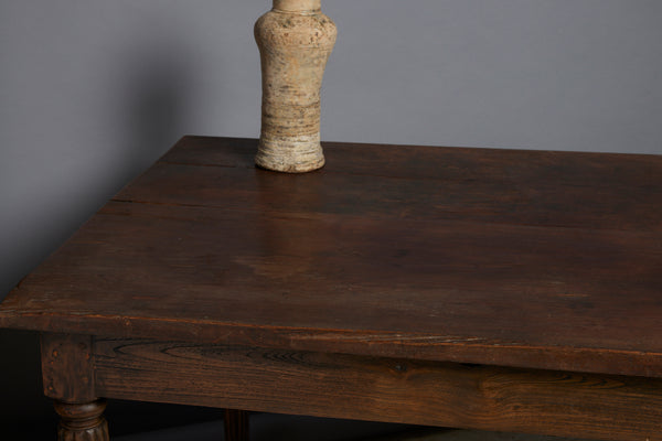 19th Century Long Teak Raffles Table with Reeded Legs