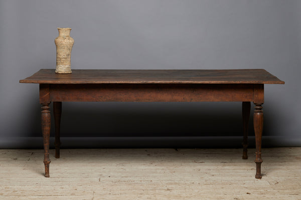 Mid 19th Century Teak Dining Table with Turned Legs from Java