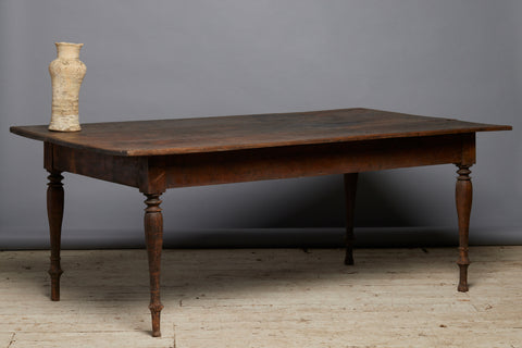 Mid 19th Century Teak Dining Table with Turned Legs from Java