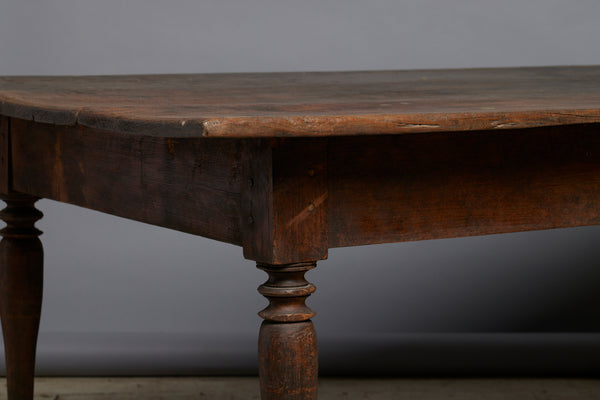 Mid 19th Century Teak Dining Table with Turned Legs from Java