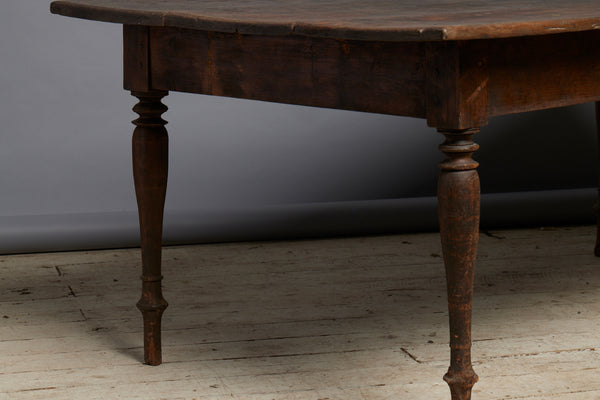 Mid 19th Century Teak Dining Table with Turned Legs from Java