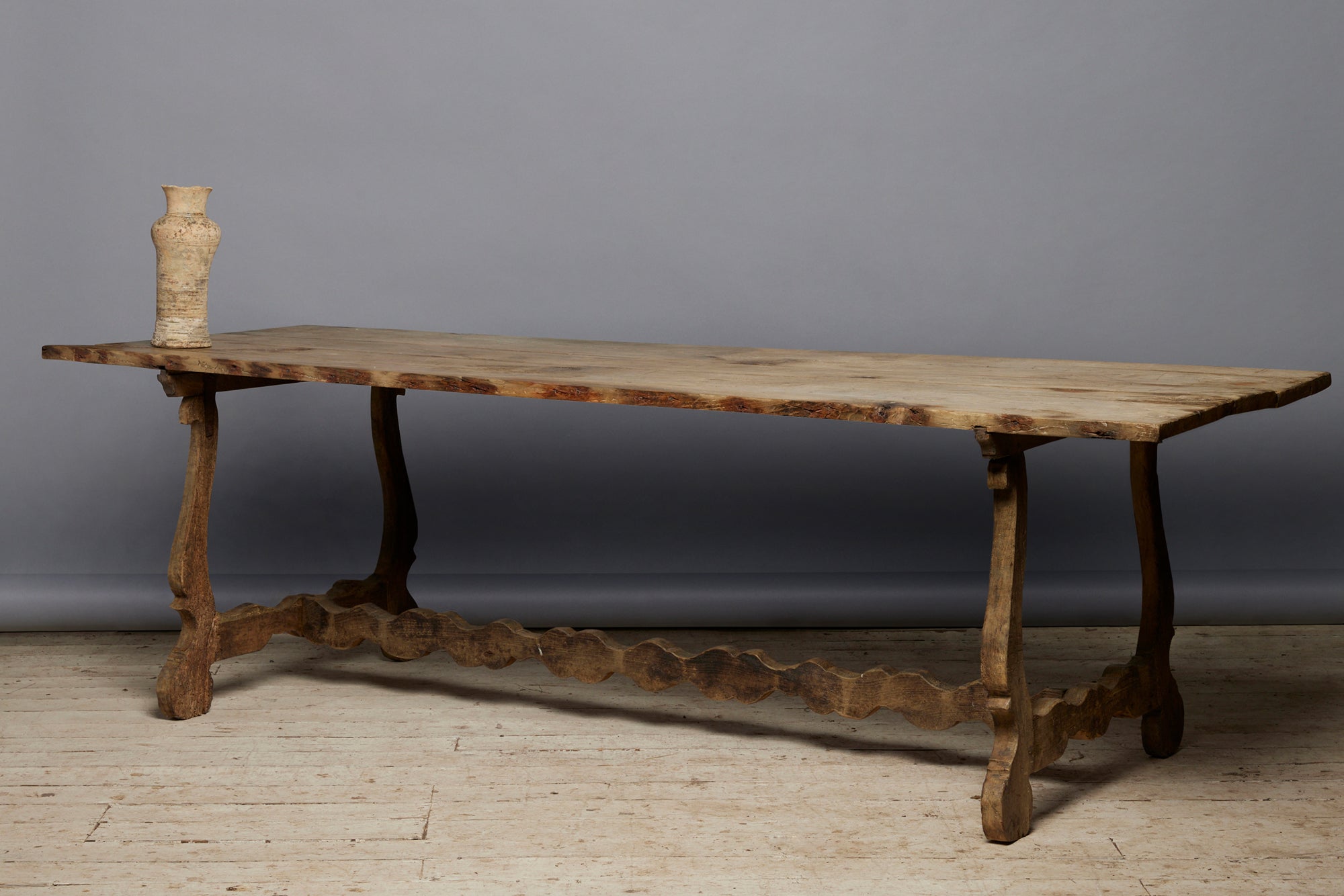 18th Century Oak Scallop Based Trestle Table from Catalonia