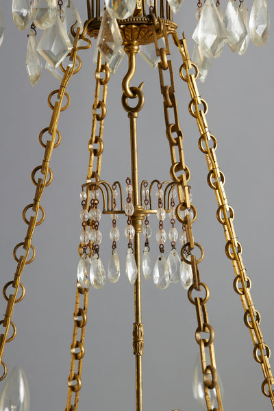 19th Century Baltic Gilt & Crystal Neo-Classical Rewired Chandelier