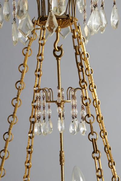 19th Century Baltic Gilt & Crystal Neo-Classical Rewired Chandelier