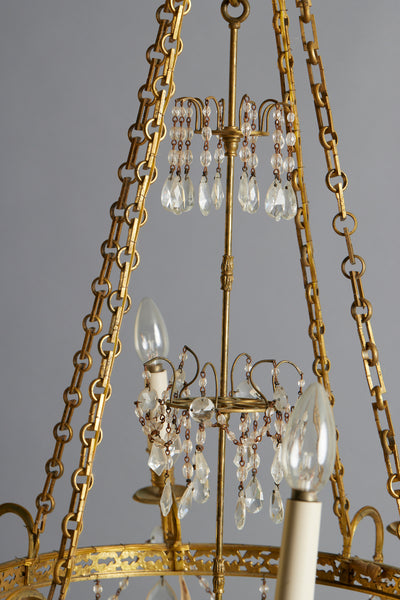 19th Century Baltic Gilt & Crystal Neo-Classical Rewired Chandelier