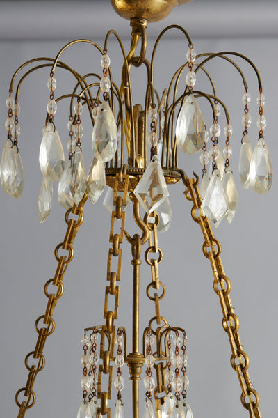 19th Century Baltic Gilt & Crystal Neo-Classical Rewired Chandelier