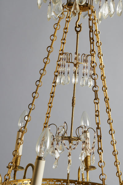 19th Century Baltic Gilt & Crystal Neo-Classical Rewired Chandelier