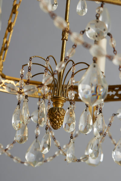 19th Century Baltic Gilt & Crystal Neo-Classical Rewired Chandelier