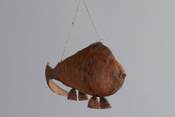 Small Tiger Stripe Knit Steel Ceremonial Fish from the Island of Sumba