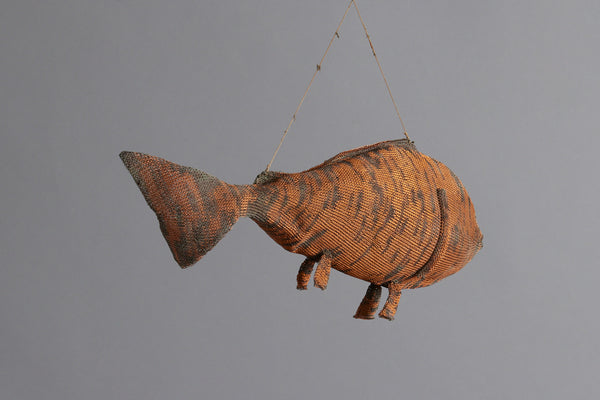 Small Tiger Stripe Knit Steel Ceremonial Fish from the Island of Sumba