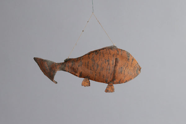 Small Tiger Stripe Knit Steel Ceremonial Fish from the Island of Sumba