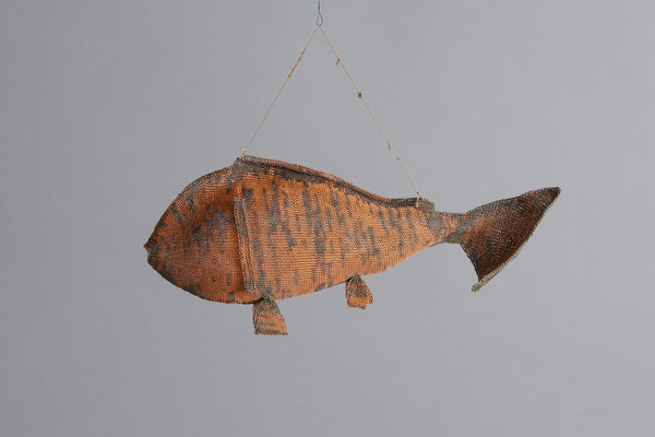 Small Tiger Stripe Knit Steel Ceremonial Fish from the Island of Sumba