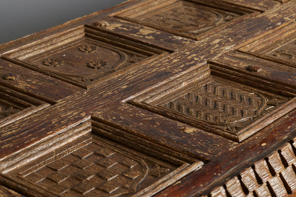 English Cabinet in the Shape of a Coffer Made out of an Old Abbey Paneling