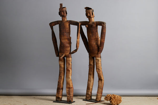 Pair of Extra Large Ceremonial Scarecrows from the Island of Flores